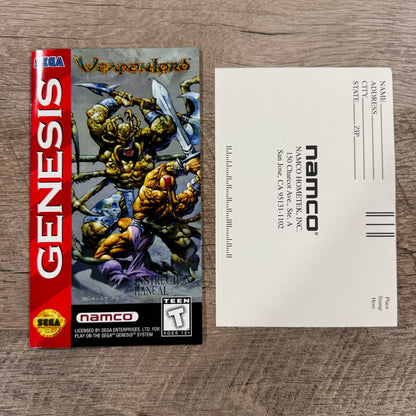 WeaponLord (Sega Genesis, 1995) Beautifully CIB W/ Box, Manual, Cart & Reg Card!