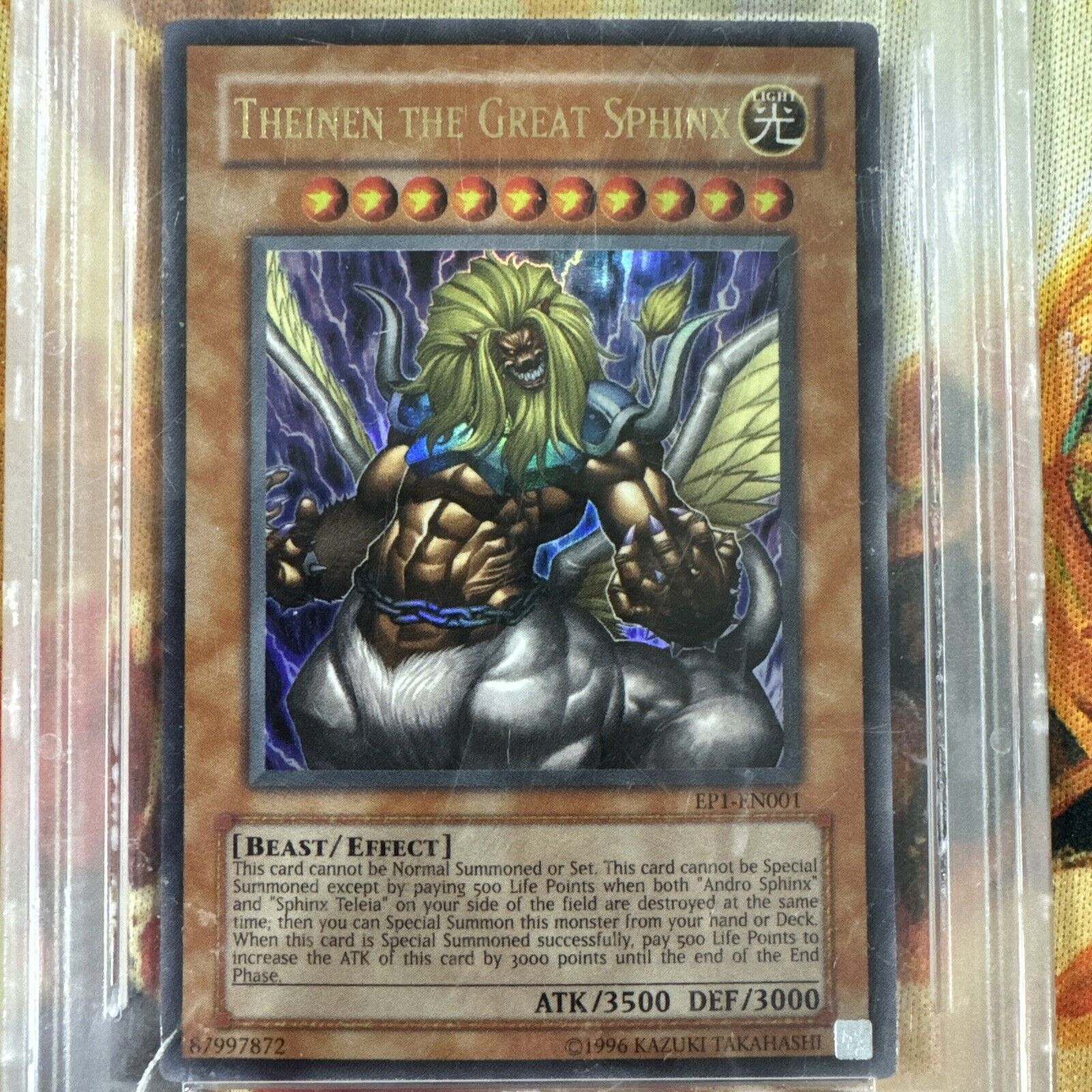 theinen the great sphinx yugioh card WCG GEM-MT 10: Theinen the Great Sphinx EP1-EN001 2004 Unlimited Ultra – Game Source